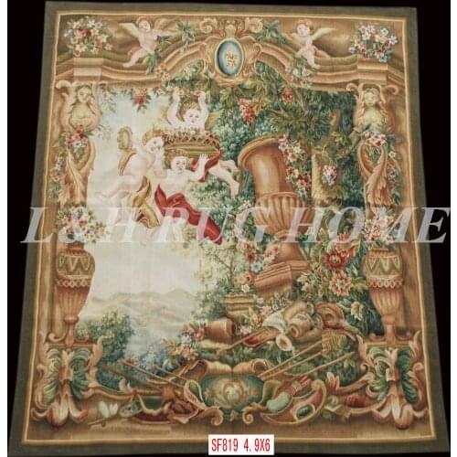 Free Shipping 100% 4.9'x6' Woolen Aubusson Tapestry Home decoration aubusson carpet hand Woven fruits design tapestry