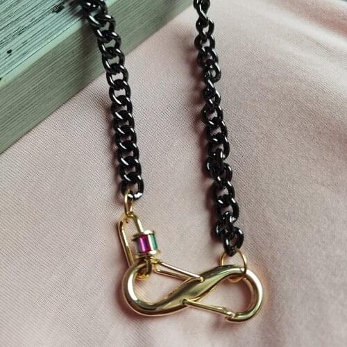 Punk gothic jewelry creative design corrente chunky link chain moda Bijoux Femme pave screw Spiral Clasp choker necklace women