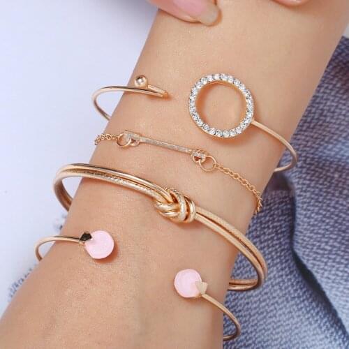 2019 Hot Fashion Adjustable Bracelet Crystal Gem Beads Heart Bilezik Cuff Opening Bracelet Women Jewelry Gift Mujer Pulseras