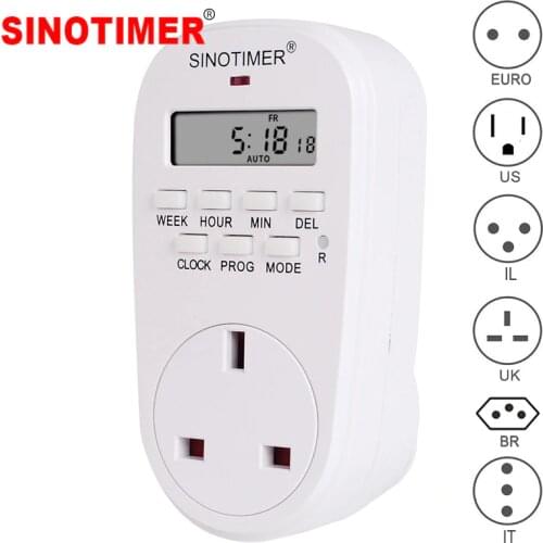 EU US BR UK Italy Israel Plug 110V 230V Timer Switch Energy Saving Programmable Socket Timing Switch with Countdown Function