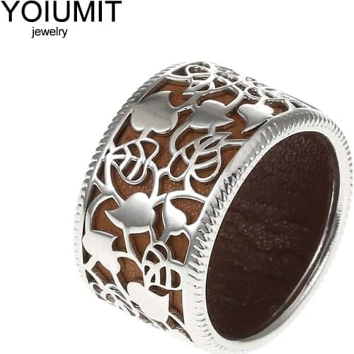 Cremo Leaves Rings Fine Jewelry For Women Accessories Bijoux Yoiumit Hollow Interchangeable Leather finger Rings Bijoux Femme