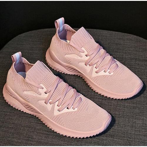 Vulcanized Shoes Autumn Womens Sneaker 2021 Lace up Knitted Soft Casual Ladies Flat Female Comfort Walking Footwear Spring Shoe