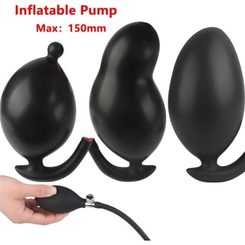 Inflatable Anal Dildo Pump Silicone Super Big Butt Plug Stimulation Anus Vagina Dilator Prostate Massage Sex Toys For Couples