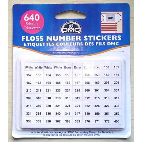 Cross stitch floss number stickers 640 stickers + bland stickers, stickers with DMC number numbers