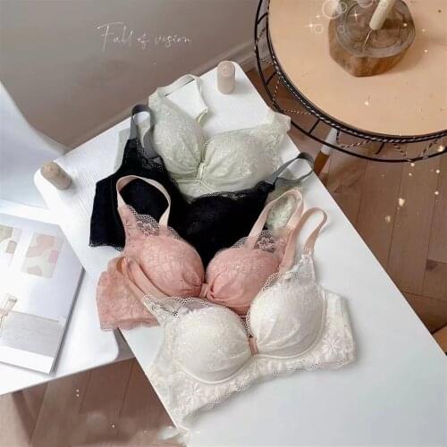 2021 New Push Up Cotton Cup Adjustable Thicken Small Chest Brassiere Panties Comfortable Breathable Ladies Sexy Underwear Bra Se