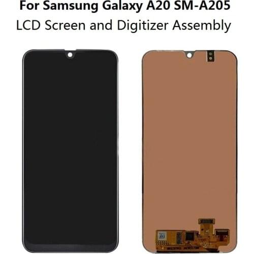 OEM Original For Samsung Galaxy A20 SM-A205 LCD Screen With Digitizer Touch Screen Assembly Replace Part - Black