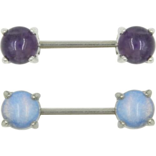 PAIR Labradorite Nipple Barbell Ring Opal Stone Nipple Bar Tiger Eye Piercing Nipple Shield Body Jewelry