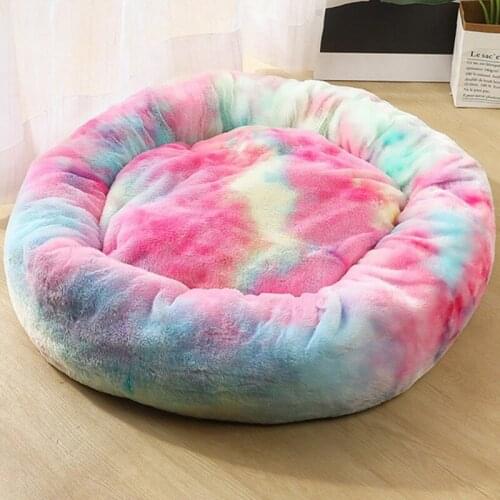 Plush Cushion Winter Warm Soft Smooth Rainbow Dogs Cats Floor Mat Small Medium Pets Mat Outdoor Cushion