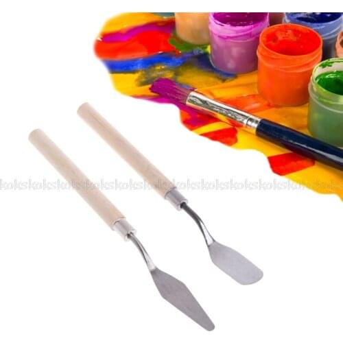 Hot 2Pcs Stainless Steel Palette Knife Spatula Scraper for Mixing Art Oil Painting Jy23 19 Dropship