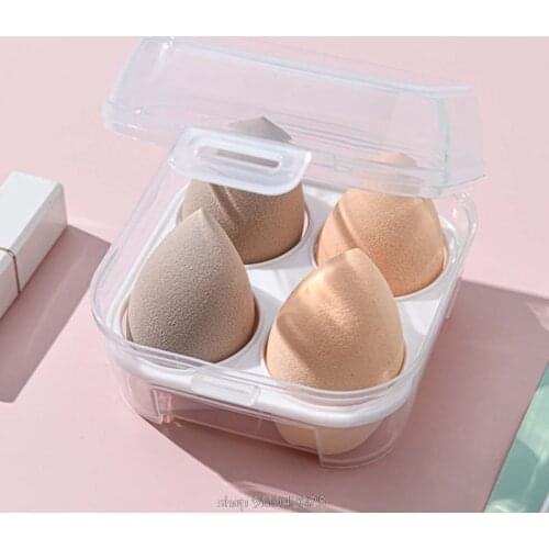 Transparent 4 Grids Travel Beauty Powder Puff Storage Box Makeup Egg Drying Case Portable Sponge Container N25 20 Dropship
