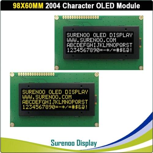 Real OLED Display, 2004 204 20*4 COG Character LCD Module Screen LCM build-in US2011, Support Serial SPI IIC/I2C