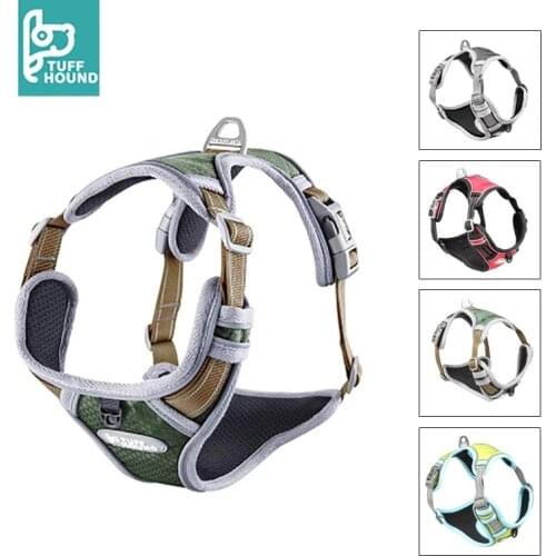 Adjustable Dog Harness No-Pull Reflective Nylon Pet Dog Leash Chest Strap Vest Padded k9 Running Walking for Medium Large Dogs