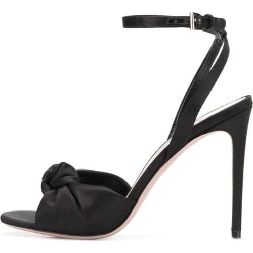 Bow sandals women solid color sandals 2020 women high heels summer shoes woman thin Heel for party shoes for women sandalias