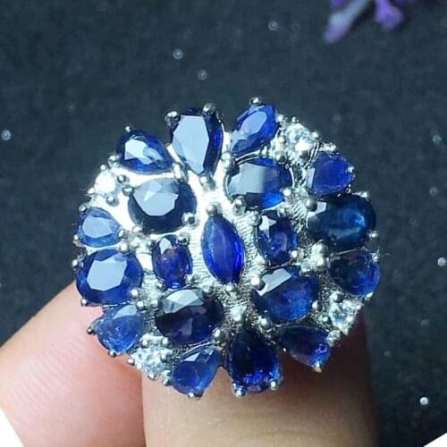 Sapphire ring Free shipping Natural real sapphire 925 sterling silver Luxury style 0.6ct*6pcs,0.5ct*2pcs gemstone #XY18091509