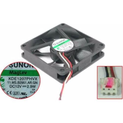 SUNON KDE1207PHVX 11.MS.B2951.AR.GN Server Cooling Fan DC 12V 2.9W 70x70x15mm 3-wire