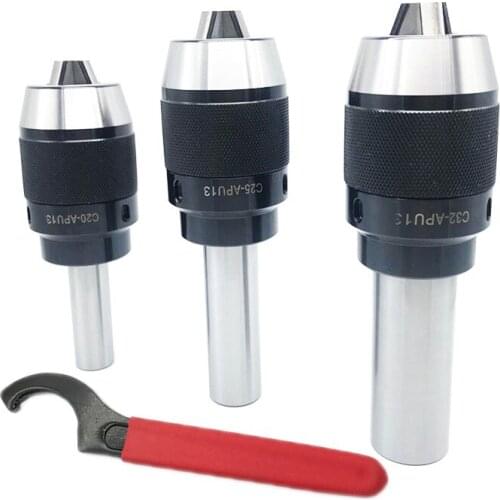 1set straight shank C20 APU13 (1-13MM) C25 APU16 (1-16MM) C32 APU13 APU16 Integrated keyless self tight Drill chuck for lathe