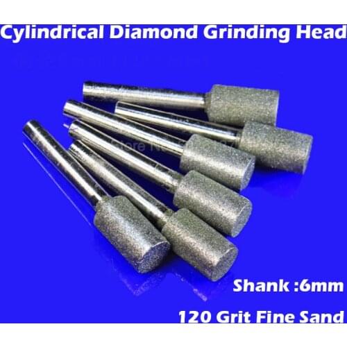 1Pc Diamond Coated Cylindrical Burr Chainsaw Sharpeners Jade Agate Carving Grinding Needle Sintered Mounted Head Stone Engraving