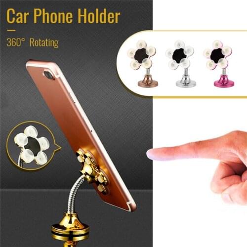 Universal 360 Degree Shockproof Arm Car Mount Holder Dashboard For Phone GPS Strong Suction Cup Mobile Phone Holder Stand Flower