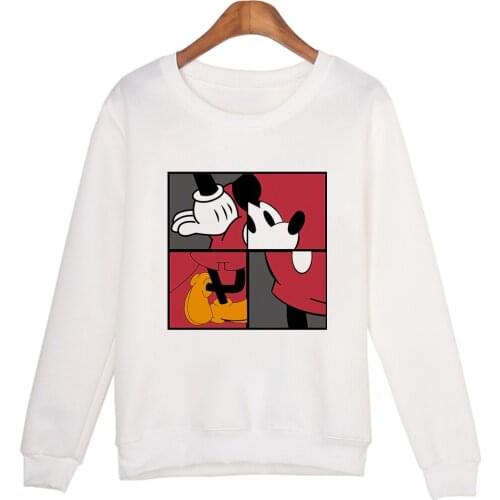 New Kawaii Mickey Mouse Print Disney Pullover Sweatshirt Aesthetic Cartoon Women Casual Long Sleeve Hoodies Tops Dropship