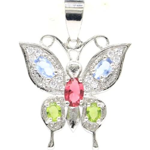 46x20mm Beautiful Peacock Shape Created London Blue Topaz CZ For Women Silver Pendant Eye Catching