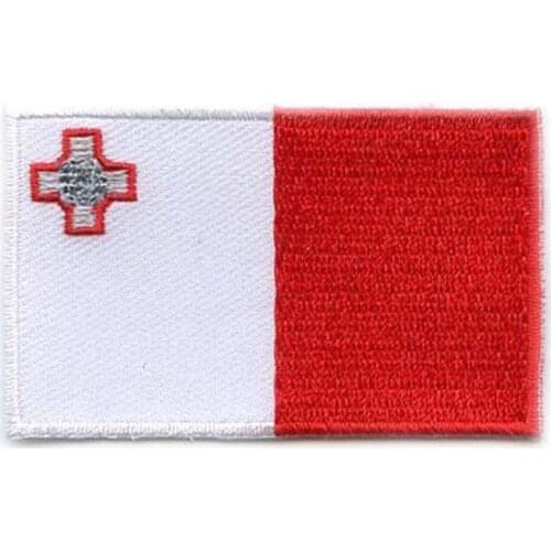 Malta Flag Badges/Embroidery Patch with Heat Cut Broder and Iron On Backing Free shipping by Post