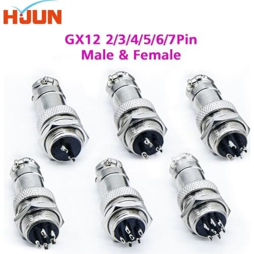 1pcs GX12 2/3/4/5/6/7 Pin High Quality Male & Female 12mm Wire Cable Panel Connector Aviation Plug Circular Socket Connector