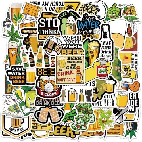10/30/50Pcs Funny Drink Beer Stickers Pack Spoof Expression Weed Graffiti Decal Sticker For DIY Laptop Motorcycle Helmet Guitar