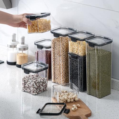 1900ml set Stackable Kitchen Sealed Jar Plastic Food Storage Box Multigrain Storage Tank Dried Fruit Tea Jar Storage Containers