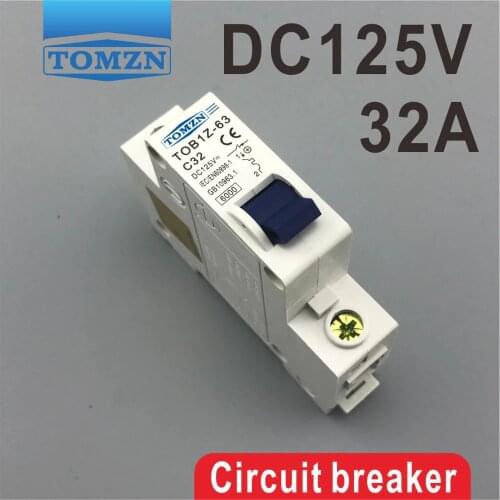 1P 32A DC 125V Circuit breaker MCB C curve