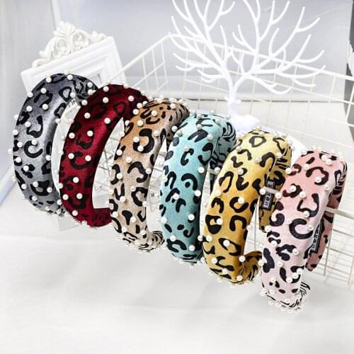 36pcs/lot DIY Simple Multi Flannelette Nail Pearl Leopard Head Bands Sponge HeadBands Hair Styling Tools Accessory HA1376