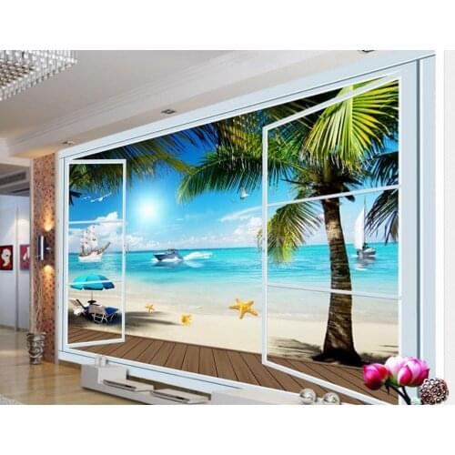 3d mural wallpaper 3D stereoscopic TV backdrop scenery seascape Landscape wallpaper murals