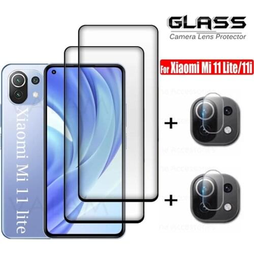 4-in-1 Full Cover Protector Glass For Xiaomi Mi 11 lite 5G Screen Protector For Mi 11 lite 11i Poco X3 Tempered Glass Lens Glass