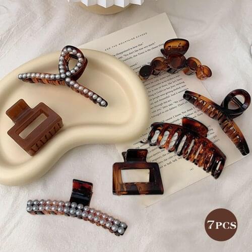 7PCS Hair Claw Clips Non-slip Fashion Hairclaws Barrette Jaw Clamps for Women Ladies Girls Hair Styling Accessories