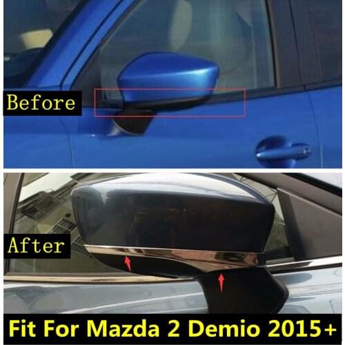 Lapetus Accessories For Mazda 2 Demio 2015 2016 2017 2018 2019 ABS Outside Car Door Rearview Mirror Strip Molding Cover Kit Trim