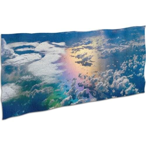 Rainbow cloud quick drying microfiber bath towel printed spa bathrobe laundry gym fashion pad