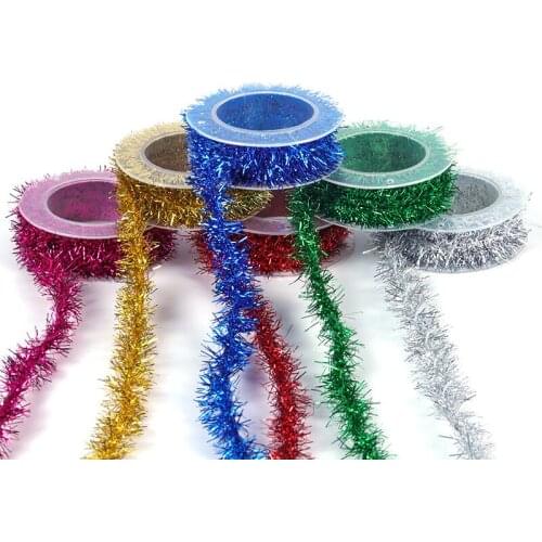 2m Glitter Christmas Tinsel Wire Garland Christmas Tree Decoration Metallic Wire Ribbon Hanging New Year Xmas navidad Home decor