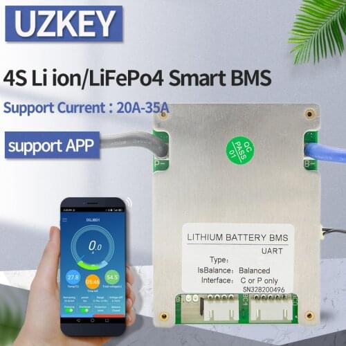 Bms 4s with balance 18650 solar battery pack 20a 30a 35a smart pcm 12v LPF4/Li-ion Lithium Battery Protection Board