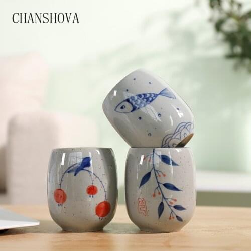 CHANSHOVA 175ml Chinese Retro Handpainted Blue and White Porcelain Teacup China Home Office Large Ceramic Tea Cups H216