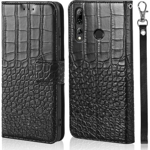 DOREXLON magnet clasp Case For Huawei P Smart Plus 2019 Case with Crocodile texture With Strap leather cover
