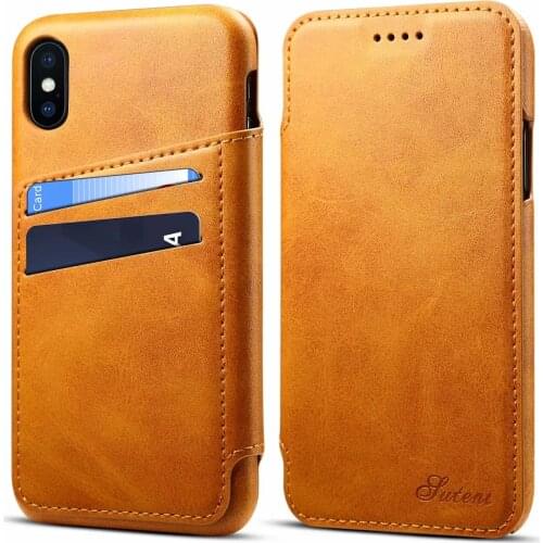 Retro PU Leather Case For iPhone X 6 7 8 Plus Wallet Case Back Card Slots Holder Stand Cover For iPhone 8 7 6 X Vintage Shell