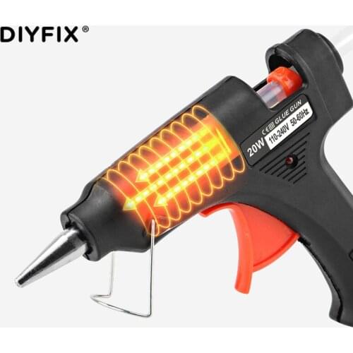 DIYFIX Hot Gun Glue Hot Mlet Gun 20W Electric Heat Gun Handware Tool Use 7-7.5m Glue Sticks High Temp Heater Craft Repair Tool