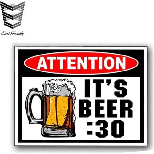 EARLFAMILY 13cm X 9.9cm Funny Beer 30 Attention Warning Decal Sticker Drink Drinking Party Cooler Cup Waterproof Car Styling