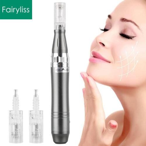 Electric Derma Microneedling LR-K6 Pen Therapy Needle Cartridge Skin Care Device Profesional Eyebrows Eyeliner Lips One battery