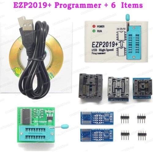 EZP2019+ High Speed USB SPI Programmer + 6Items Support 24 25 93 EEPROM Flash Bios Better than EZP2013 EZP2010 Programmer