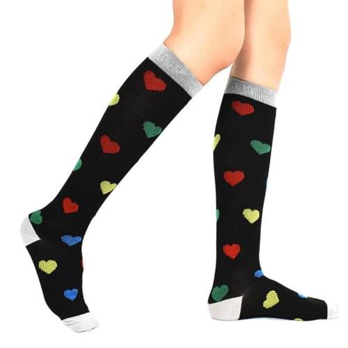 Thigh High Socks Sports Women Love Heart Stockings Elastic Graduated Compression Knee High Socks Medias de Mujer чулки женские