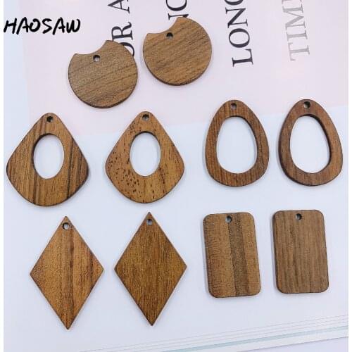 HAOSAW Choose 6Pcs/Lot Hand Made/Waterdrop Shape/Rectangle/DIY Jewelry Making/Wood Material/Multi Designs/Earring Findings