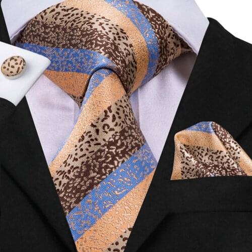 Hi-Tie 100% Silk Hand Made Neckties For Men Shirt Clothing Accessories Ties Hanky Cufflinks Set Suit Business Wedding C-3070