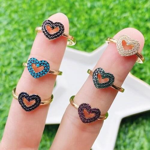5 Piece Heart shape Zircon rings Mix color zircon rings accessories jewels rings women party ring Zircon rings 51729