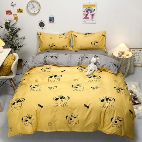 Cute Dog Pattern Bedding Set Duvet Cover Set Bed Sheet Pillowcases Animals Printed Bedclothes Twin Full Queen King Size 3/4PCS