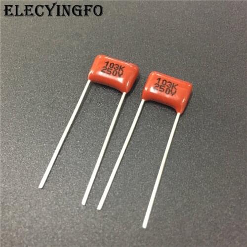 100pcs CBB capacitor 103 250V 103K 0.01uF 10nF P8 CL21 Metallized Polypropylene Film Capacitor